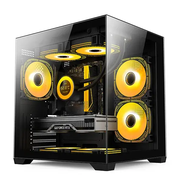 GOLDEN FIELD S01 BLACK M-ATX GAMING CASE WITH 1XUSB3.0+2XUSB2.0, WITH 3*12CM ARGB FAN,TEMPERED GLASS LEFT SIDE PANEL