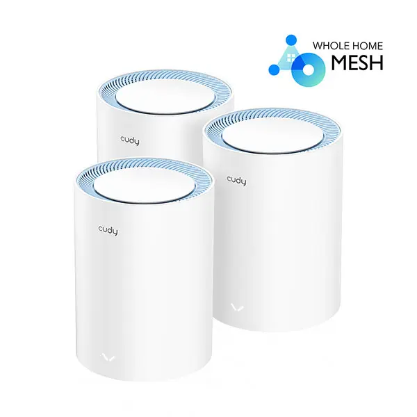 CUDY M1200(3-Pack)-AC1200 Whole Home Mesh Wi-Fi5 System, Powerful CPU|(Speed: 867Mbps at 5GHz + 300Mbps at 2.4GHz) | WiFi Range:3-4 Bedroom Houses or up to 4,000 square feet (3 Pack)| 2x Internal Omni-Directional Antennas| 2× 10/100 Ports (WAN/LAN…