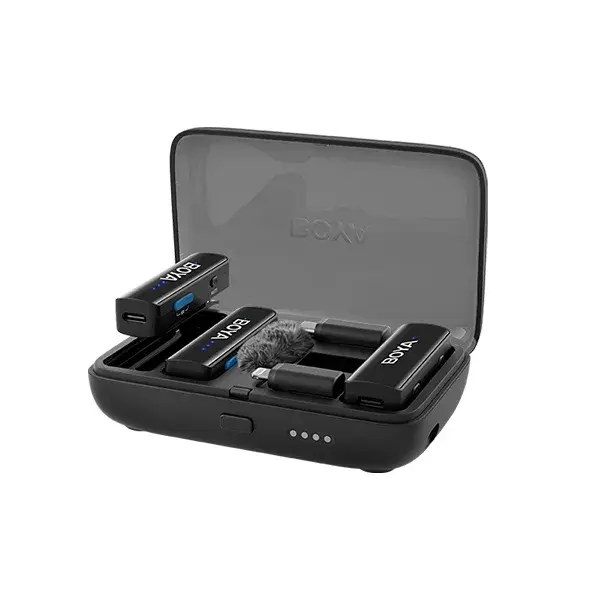 BOYA BOYALINK 2 Upgraded 3-in-1 Compact Wireless Microphone, 2 Level Noise Cancelling, 300 Meter range,30 hours