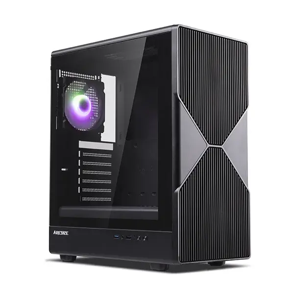ARESZE VB NANO BLACK ATX GAMING CASE WITH 1XUSB3.0+1XUSB2.0, WITH 4*12CM ARGB FAN,TEMPERED GLASS LEFT SIDE PANEL