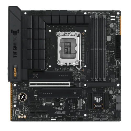 ASUS TUF GAMING B760M-PLUS II,Intel B760 Chipset,LGA1700,4 x DIMM slots, Max. 192GB, DDR5,1 x DisplayPort,1 x HDMI™ port,1 x PCIe 5.0 x16 slot,1 x PCIe 4.0 x4 slot,3 x M.2 slots and 4 x SATA 6Gb/s ports,1 x Realtek 2.5Gb Ethernet,USB 8 ports,128 Mb…