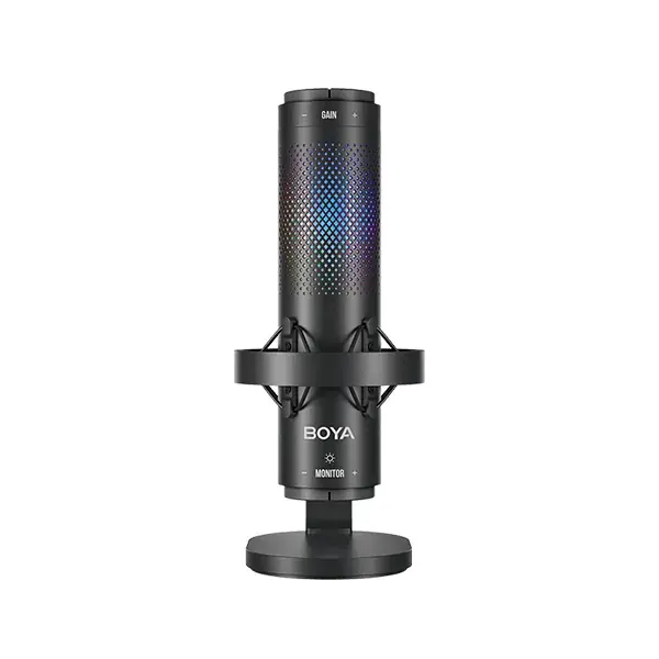 BOYA K9 Vibrant Lighting Condenser USB Microphone with RGB & Noise Cancellation, 3 Polar Pattern