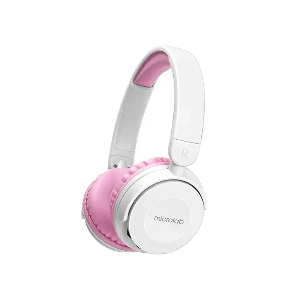 MICROLAB HB 21 PINK+ WHITE BLUETOOTH HEADPHONE INLCUDING 3.5MM INPUT WITH 1 YEAR WARRANTY